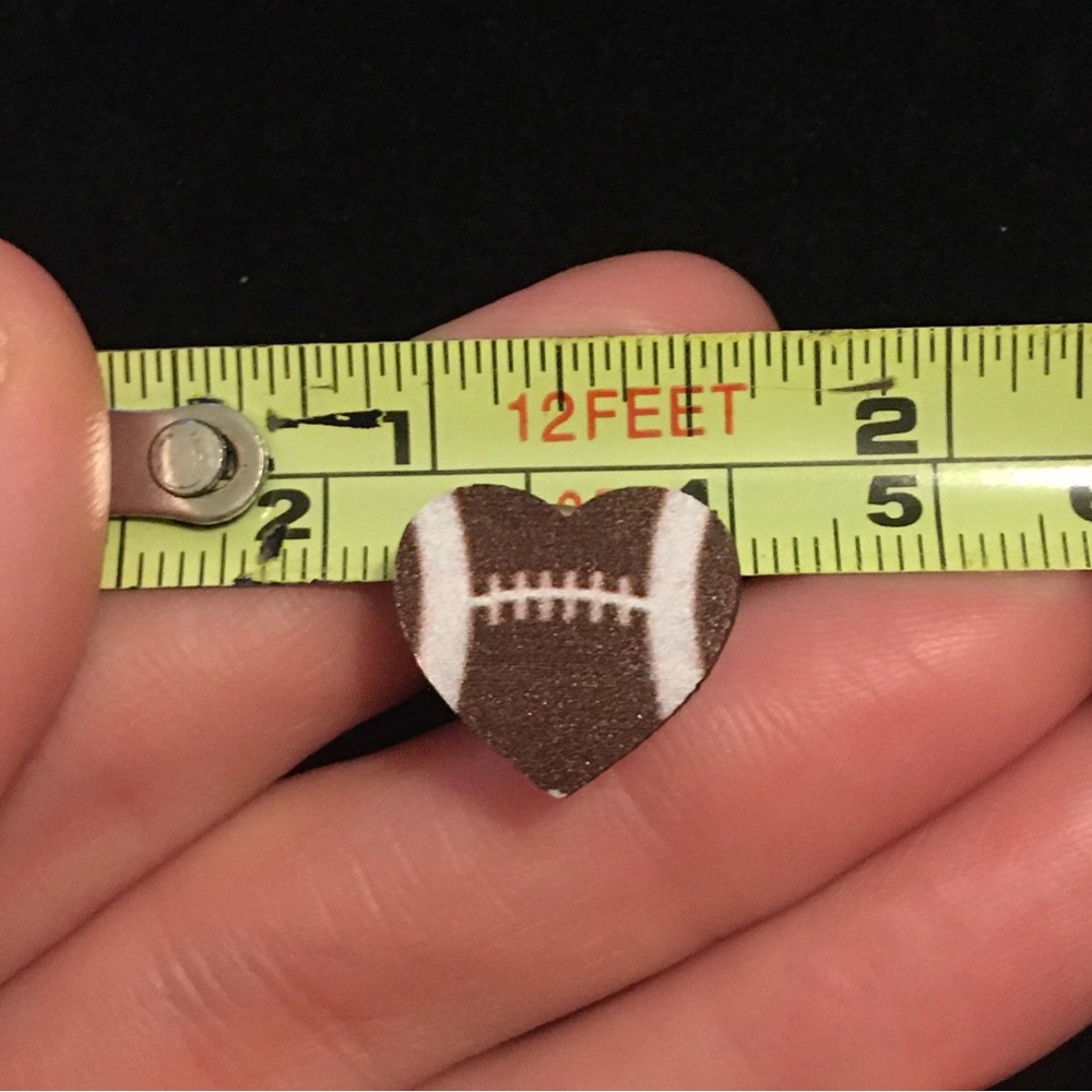 American Football Wooden Heart Shaped Earrings - Picture 5 of 5